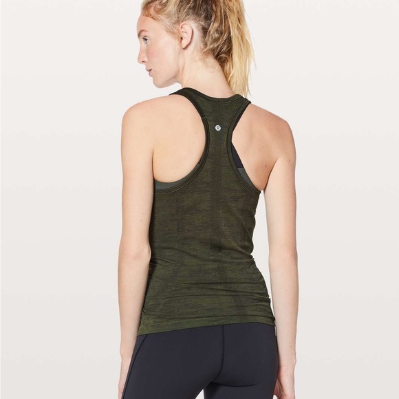 Lululemon Swiftly Tech Racerback Dark Olive / Brave Olive / Black - Picture 2 of 12